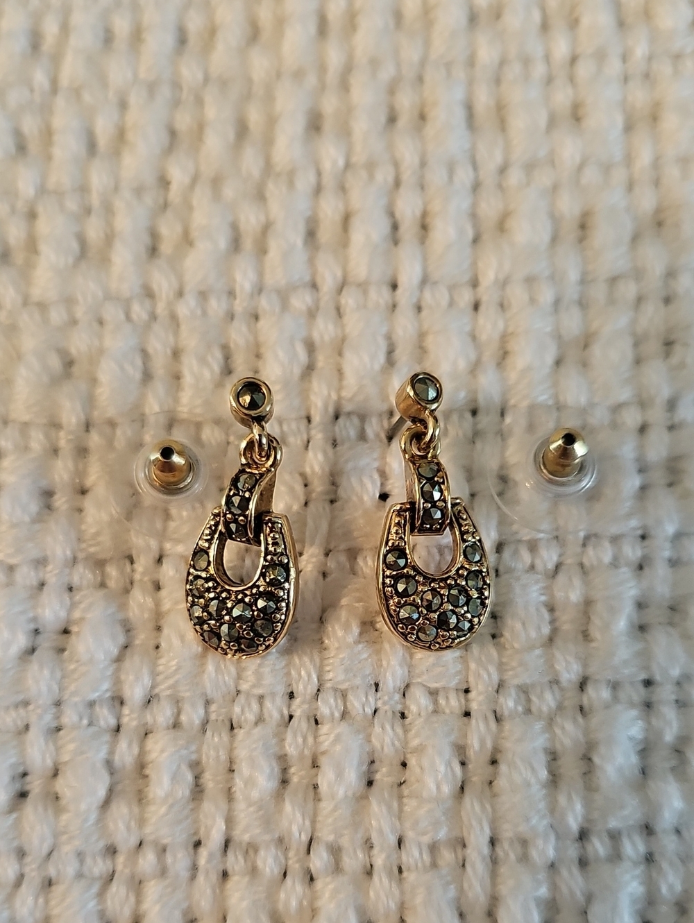 Liz Claiborne Gold-Tone Marcasite Door Knocker Earrings